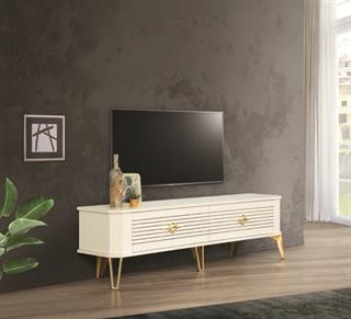 Clas Beyaz-Gold Çekmeceli Tv Ünitesi