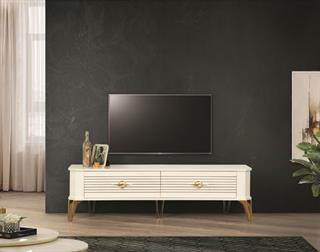 Clas Beyaz-Gold Çekmeceli Tv Ünitesi