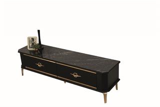 Clas Siyah-Gold Çekmeceli Tv Ünitesi