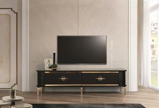Clas Siyah-Gold Çekmeceli Tv Ünitesi