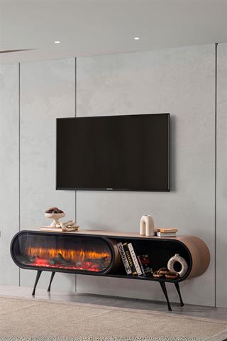 Duo V2 Şömineli Tv Ünitesi Ceviz