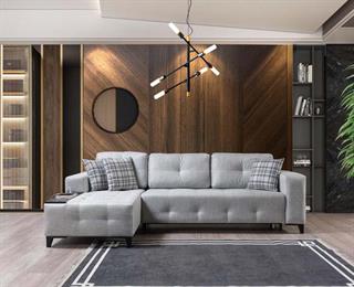 Elit Yataklı Gri Köşe Koltuk Takımı