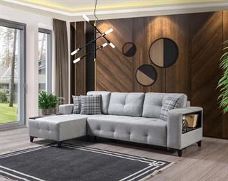 Elit Yataklı Gri Köşe Koltuk Takımı