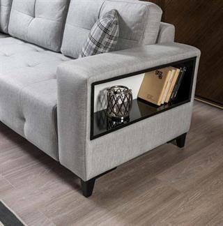 Elit Yataklı Gri Köşe Koltuk Takımı