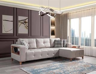 Elit Yataklı Krem Köşe Koltuk Takımı