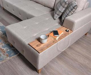 Elit Yataklı Krem Köşe Koltuk Takımı