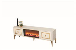 Milano Beyaz Şömineli 2 Kapaklı Tv Ünitesi