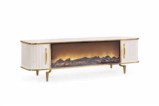 Mira Gold Şömineli  Bluetoothlu Ve Renk Değişim Özellikli Tv Ünitesi