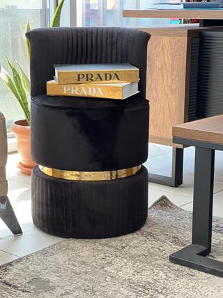 Mono Siyah Gold Puf