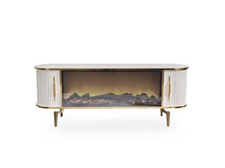 Mira Gold Şömineli  Bluetoothlu Ve Renk Değişim Özellikli Tv Ünitesi