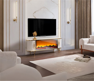 Prada Gold Şömineli Tv Ünitesi