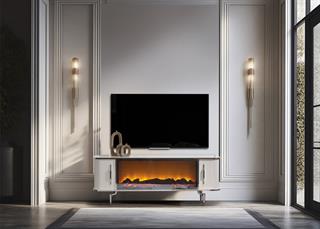 Prada Krom Şömineli Tv Ünitesi