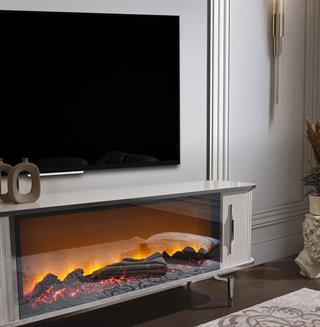 Prada Krom Şömineli Tv Ünitesi