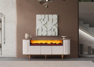 Prizma Mdf Şömineli Bluetoothlu Renk Değişimli Konsol