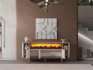 Prizma Mdf Şömineli Bluetoothlu Renk Değişimli Konsol