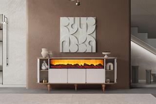 Prizma Mdf Şömineli Bluetoothlu Renk Değişimli Konsol