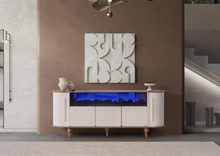 Prizma Mdf Şömineli Bluetoothlu Renk Değişimli Konsol