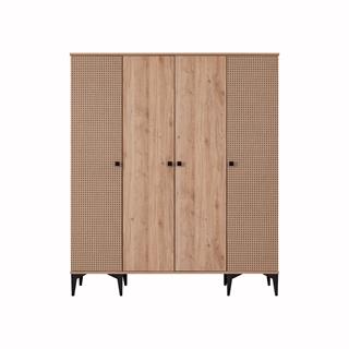 Rustik Ranzalı Genç Odası 4 Kapılı Dolap