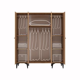 Rustik Ranzalı Genç Odası 4 Kapılı Dolap