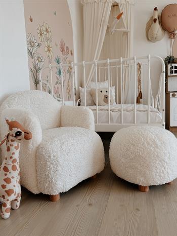 Teddy Ahşap Ayaklı Çocuk Koltuk ve Puf Beyaz 