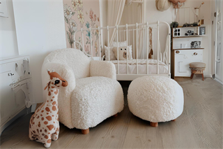 Teddy Ahşap Ayaklı Çocuk Koltuk ve Puf Beyaz 