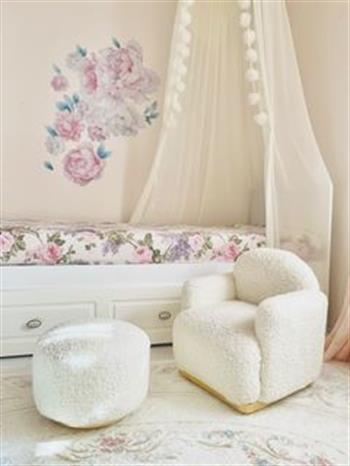 Teddy Gold Ayaklı Çocuk Koltuk ve Puf