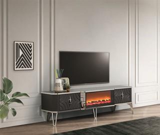 Viyana Antrasit Şömineli Çekmeceli Tv Ünitesi