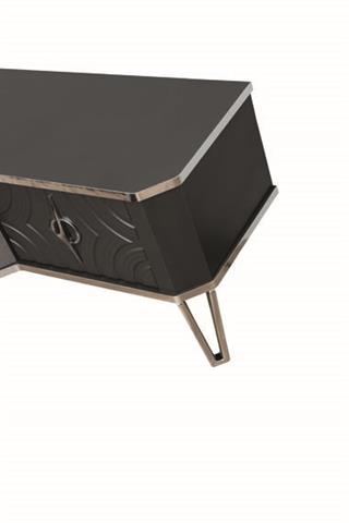 Viyana Antrasit Şömineli Çekmeceli Tv Ünitesi