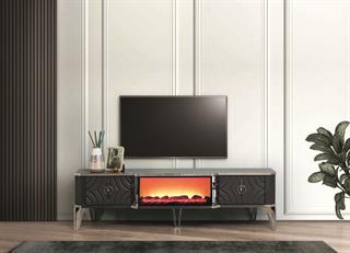 Viyana Antrasit Şömineli Çekmeceli Tv Ünitesi