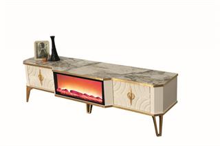 Viyana Beyaz Şömineli Çekmeceli Tv Ünitesi