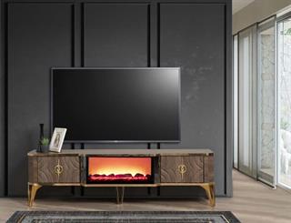 Viyana Ceviz Şömineli Çekmeceli Tv Ünitesi