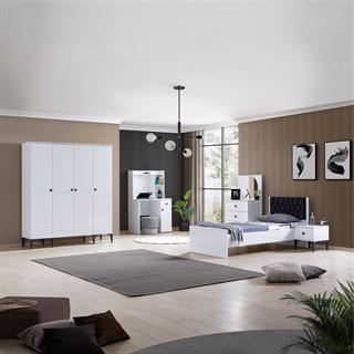 White Genç Odası 4 Kapılı Dolap
