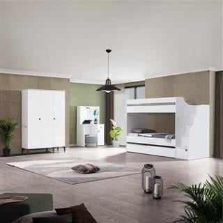 White Ranzalı Genç Odası 3 Kapılı Dolap