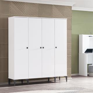 White Ranzalı Genç Odası 4 Kapılı Dolap