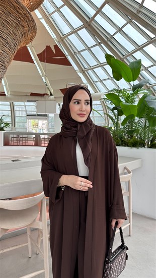 Ferah abaya takım kahve 