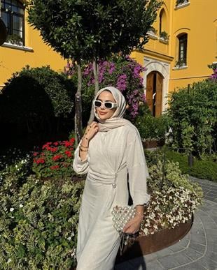 Leyna keten elbise 