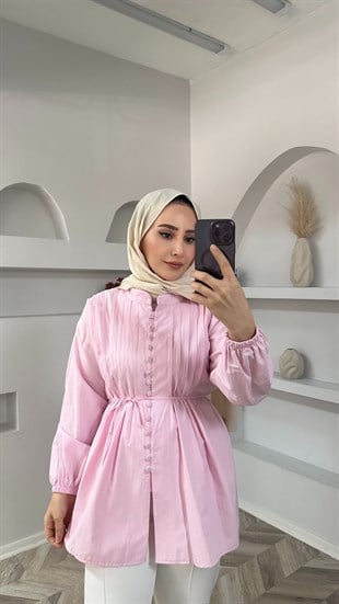 Nervur gömlek pembe 