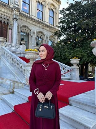 SANDY ELBİSE BORDO