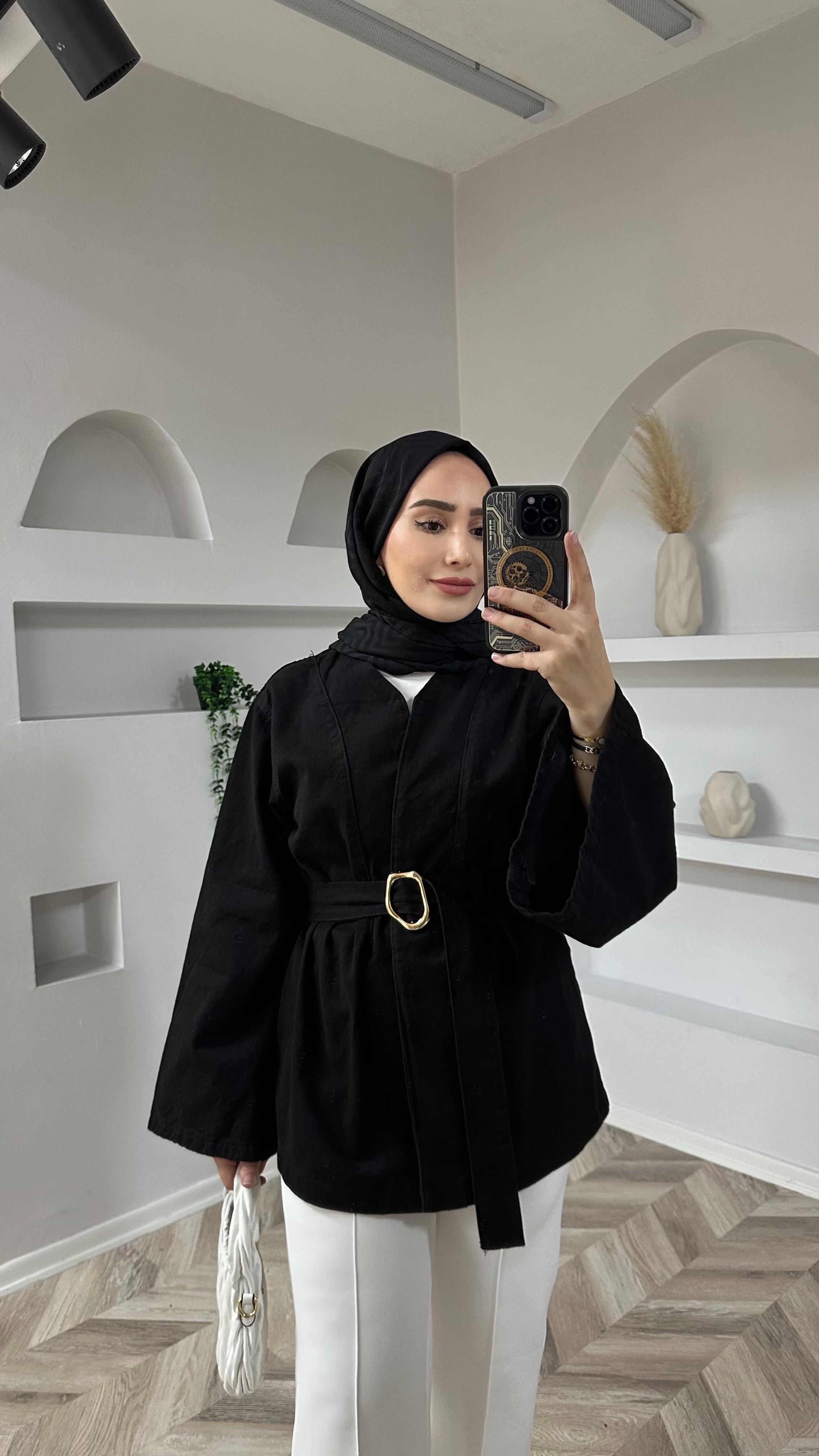 Giza kimono ceket siyah 