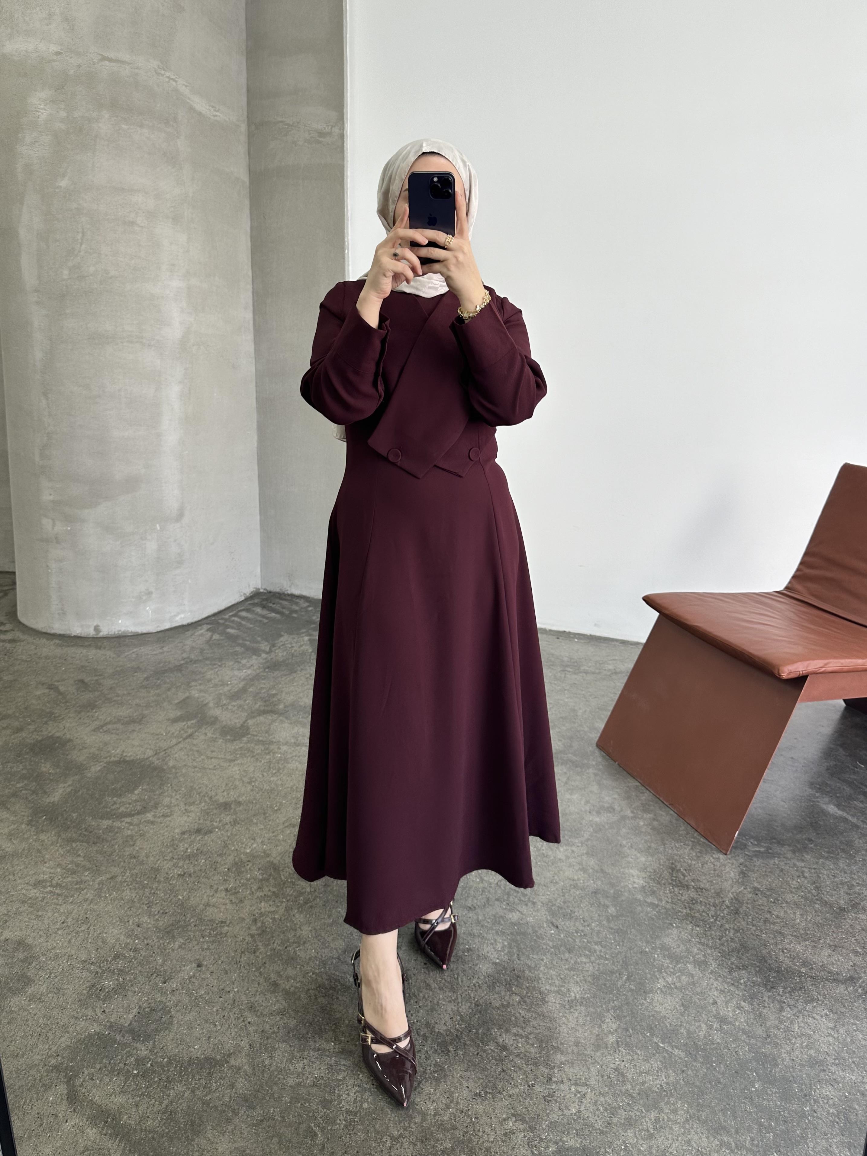 OLA ELBİSE BORDO 