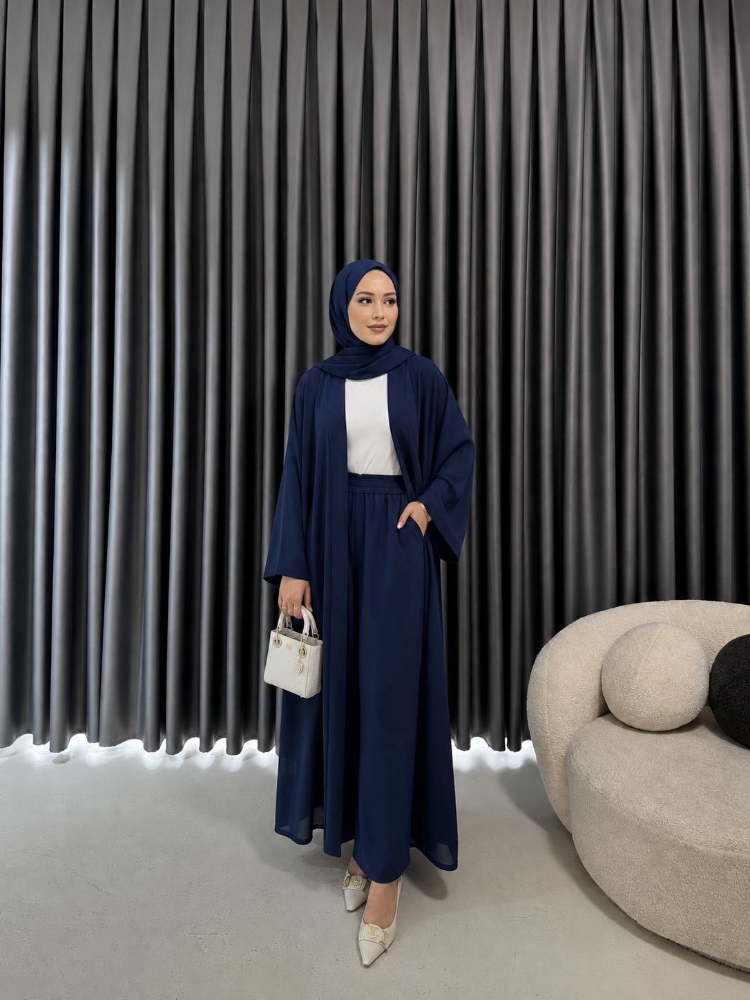 Zilan abaya takım lacivert 