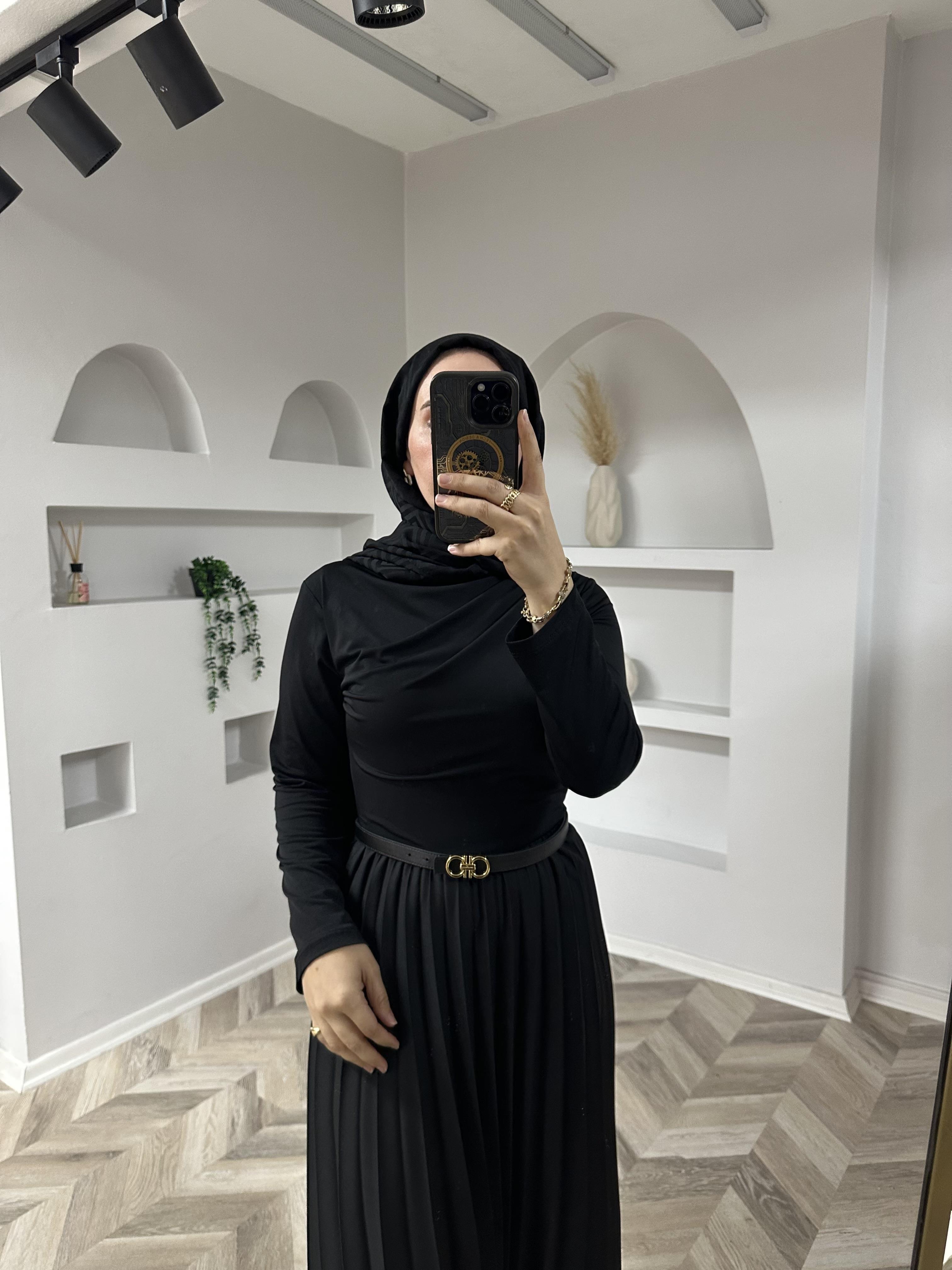 Zuhal sandy elbise siyah 