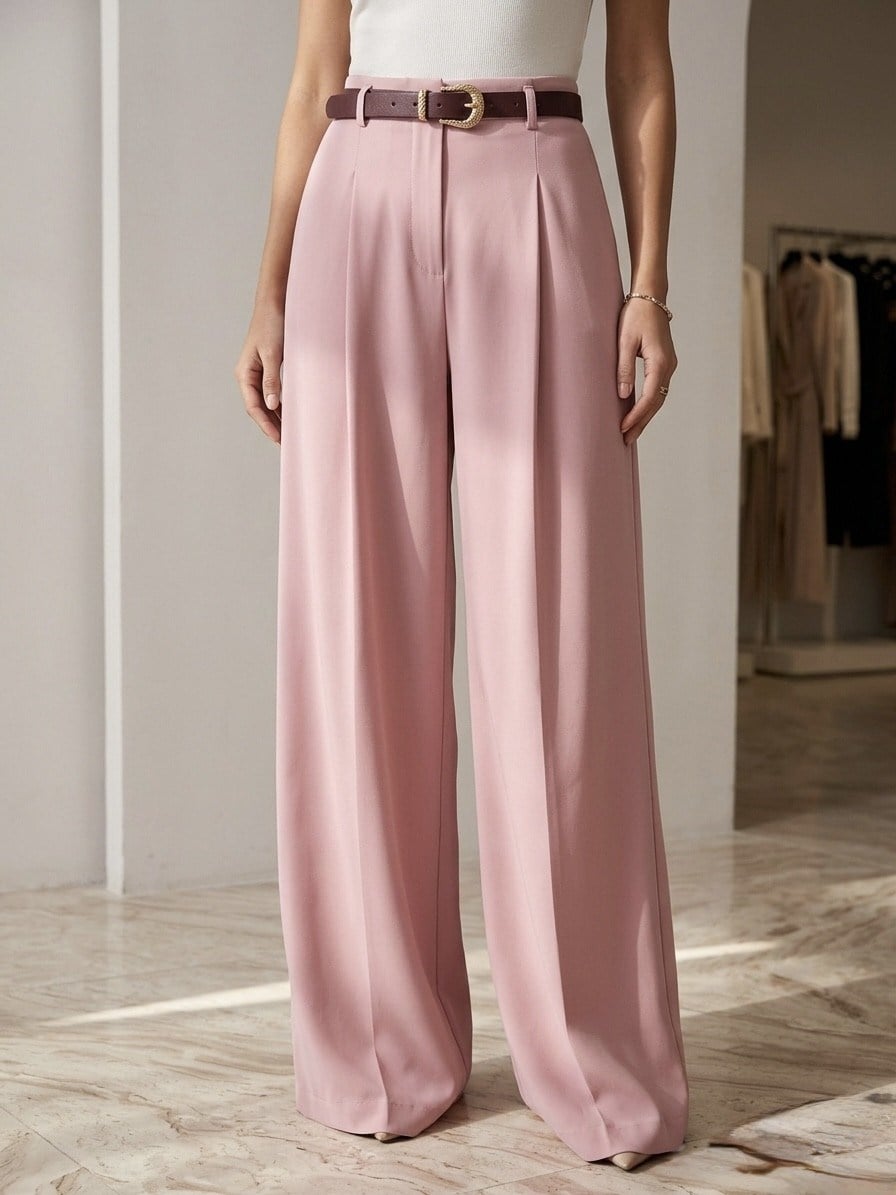 PEMBE KEMERLİ PREMİUM PANTOLON