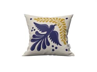Kuş Motif Çift Taraflı Baskı Dekoratif Kırlent Kılıfı