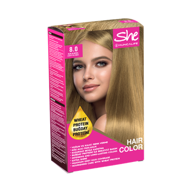 Huncalife-Huncalife-SHE Natural Color Saç Boyası 8.0 Açık Kumral