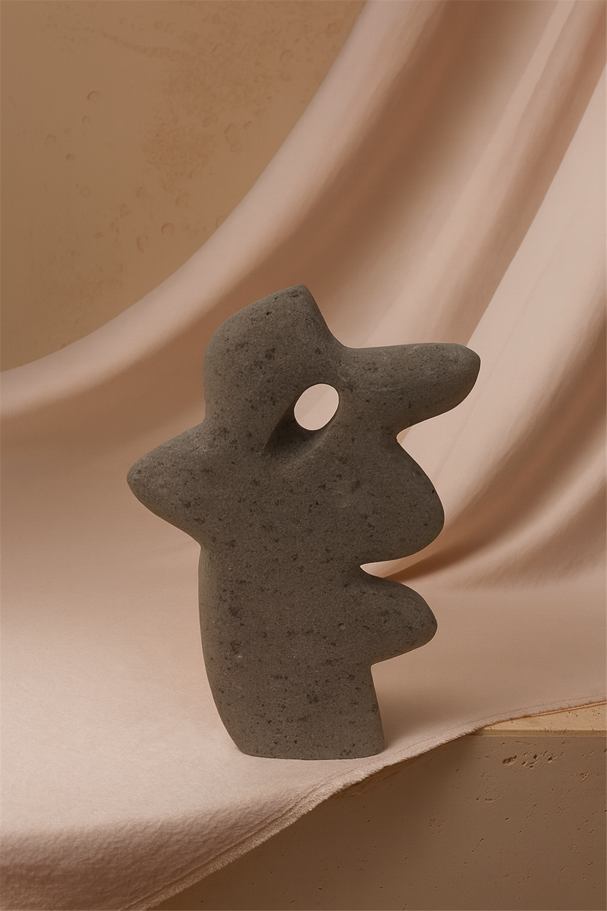 Gri Traverten Heykel Obje