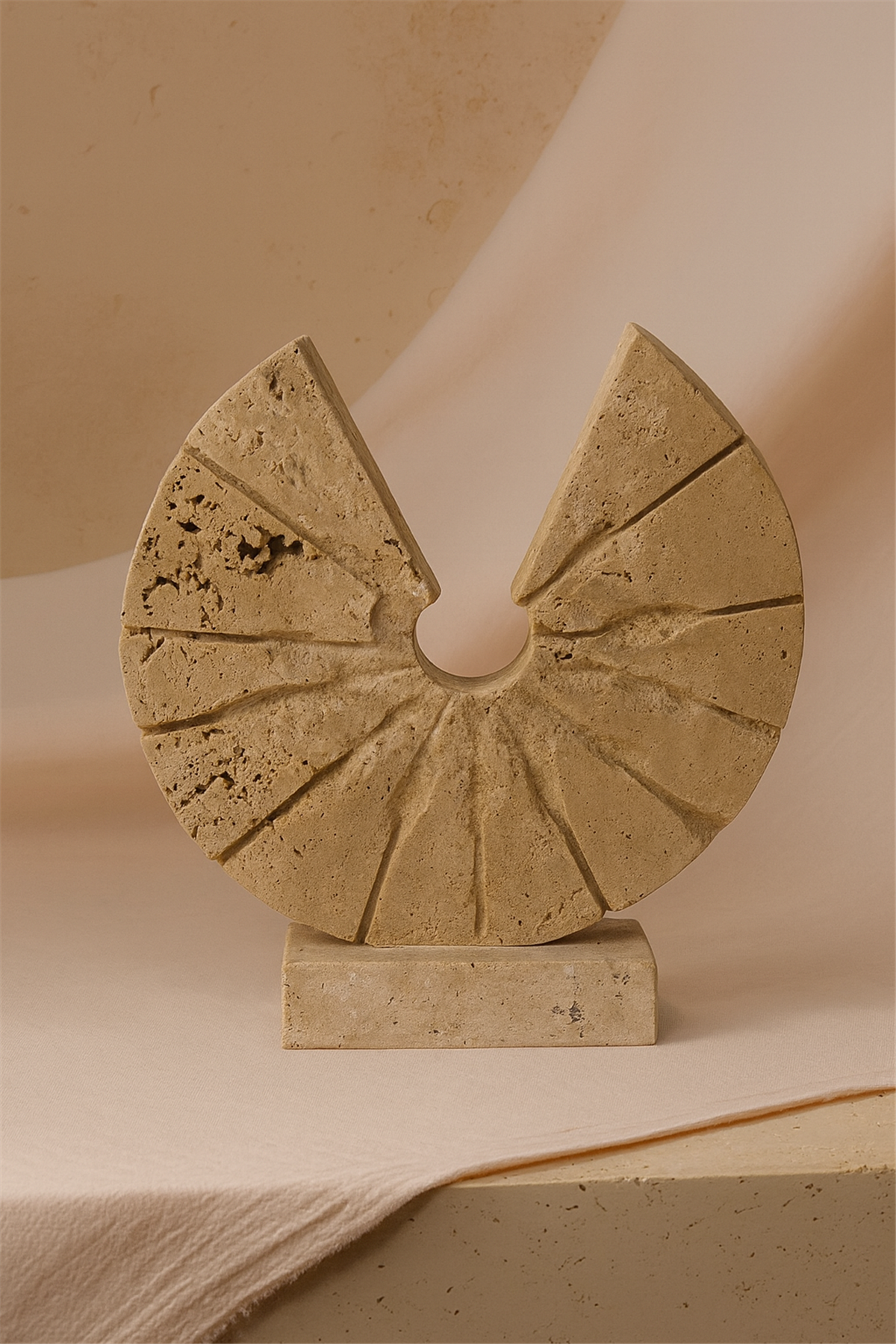 Bej Traverten Obje 23 Cm