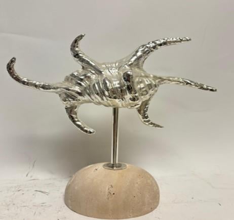 Traverten Mermerli Krom Salyangoz Obje