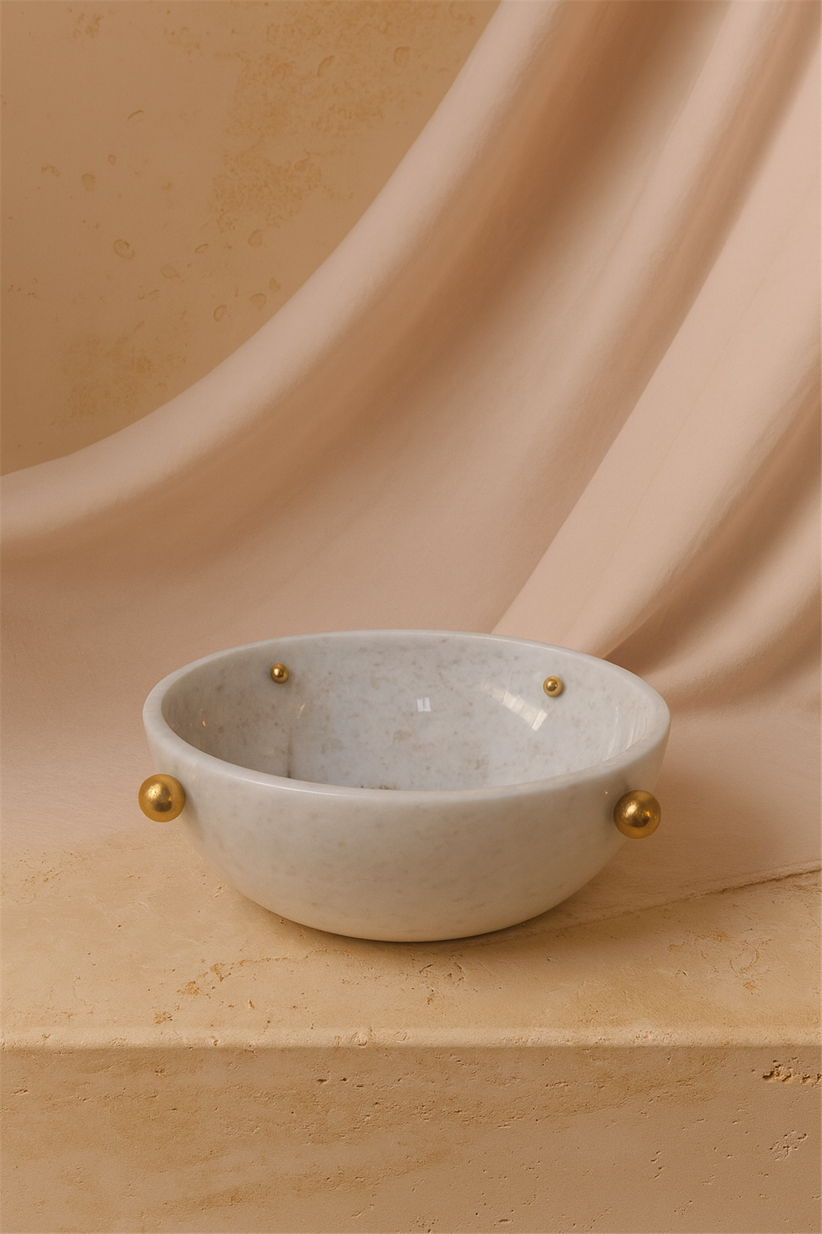 Gold Toplu Beyaz Mermer Kase Büyük Boy