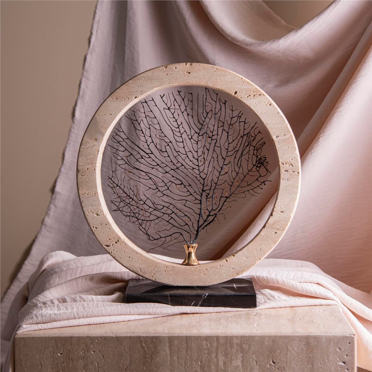 Doğal Mercanlı Traverten Halka Obje